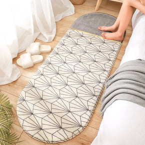 Grey Line Patterned Modern Simple Plush Soft Girls Boys Bedroom Kids Room Bedside Carpet Rugs Runners