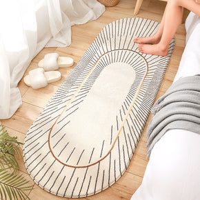 Grey Three-dimensional Line Patterned Modern Simple Plush Soft Girls Boys Bedroom Kids Room Bedside Carpet Rugs Runners