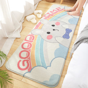 Cartoons Rabbit Patterned Plush Soft Girls Boys Bedroom Kids Room Bedside Carpet Rugs Runners