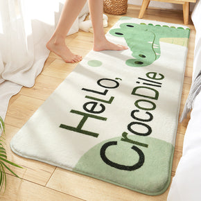 Cartoons Crocodile Patterned Plush Soft Girls Boys Bedroom Kids Room Bedside Carpet Rugs Runners