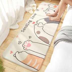 Cat Than Heart Patterned Plush Soft Girls Boys Bedroom Kids Room Bedside Carpet Rugs Runners