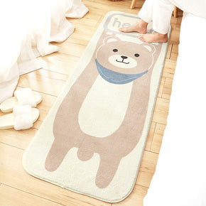 Lovely Cartoon Bear Patterned Plush Soft Girls Boys Bedroom Kids Room Bedside Carpet Rugs Runners