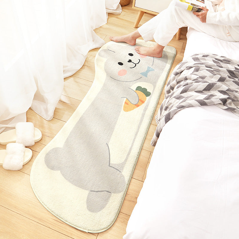 Lovely Cartoon Rabbit Patterned Plush Soft Girls Boys Bedroom Kids Room Bedside Carpet Rugs Runners