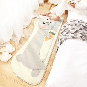 Lovely Cartoon Rabbit Patterned Plush Soft Girls Boys Bedroom Kids Room Bedside Carpet Rugs Runners