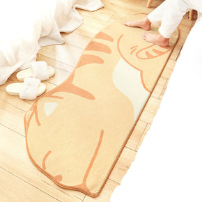 Cartoon Orange Big Cat Patterned Plush Soft Girls Boys Bedroom Kids Room Bedside Carpet Rugs Runners