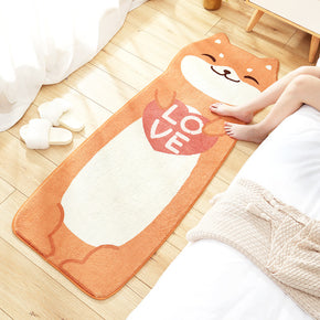 Brown Cartoon Dog Patterned Plush Soft Girls Boys Bedroom Kids Room Bedside Carpet Rugs Runners