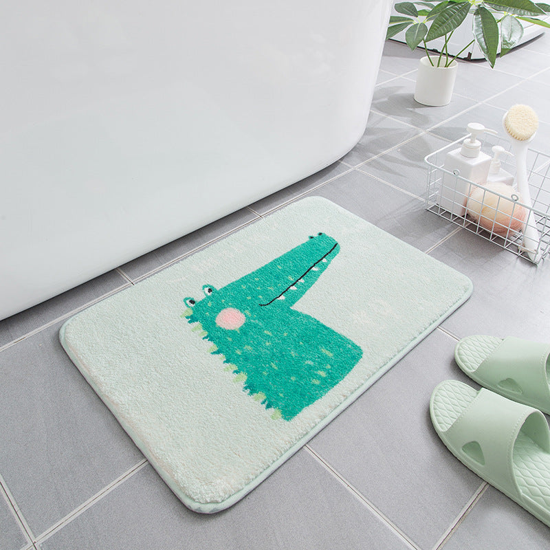 Crocodile Green Cartoon Patterned Plush Soft Girls Boys Rugs Bedroom Kids Room Bedside Carpet