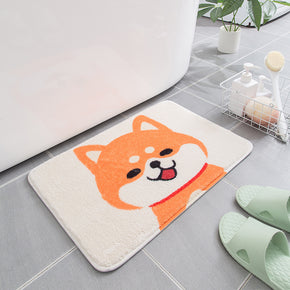 Orange Puppy Cartoon Patterned Plush Soft Girls Boys Rugs Bedroom Kids Room Bedside Carpet