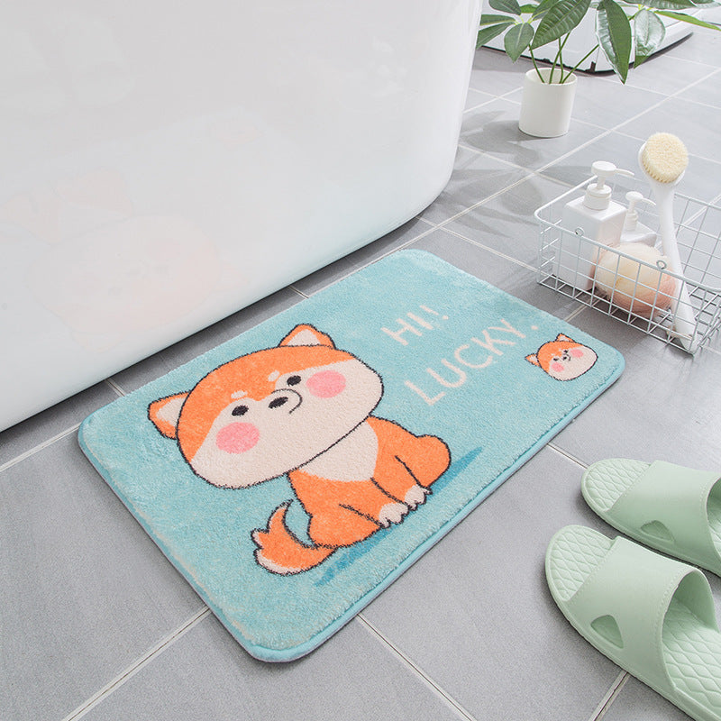 Blue Orange Puppy Cartoon Patterned Plush Soft Girls Boys Rugs Bedroom Kids Room Bedside Carpet