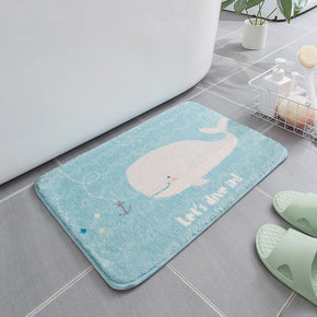 Blue Whale Cartoon Patterned Plush Soft Girls Boys Rugs Bedroom Kids Room Bedside Carpet