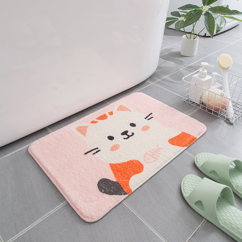 Cartoon Pink Kitten Patterned Plush Soft Girls Boys Rugs Bedroom Kids Room Bedside Carpet