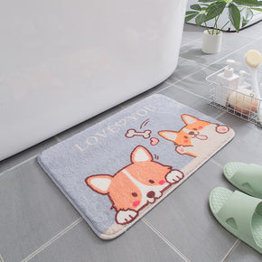 Lovely Purple Cartoon Puppy Patterned Plush Soft Girls Boys Rugs Bedroom Kids Room Bedside Carpet