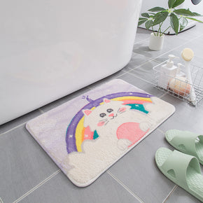 Rainbow Cat Cartoon Lovely Patterned Plush Soft Girls Boys Rugs Bedroom Kids Room Bedside Carpet