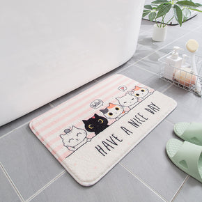 Cats Lovely Cartoon Patterned Plush Soft Girls Boys Rugs Bedroom Kids Room Bedside Carpet