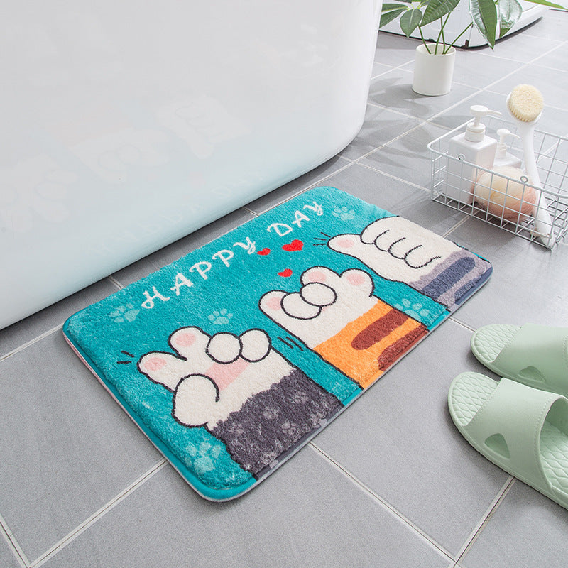 Green Lovely Cartoon Patterned Plush Soft Girls Boys Rugs Bedroom Kids Room Bedside Carpet