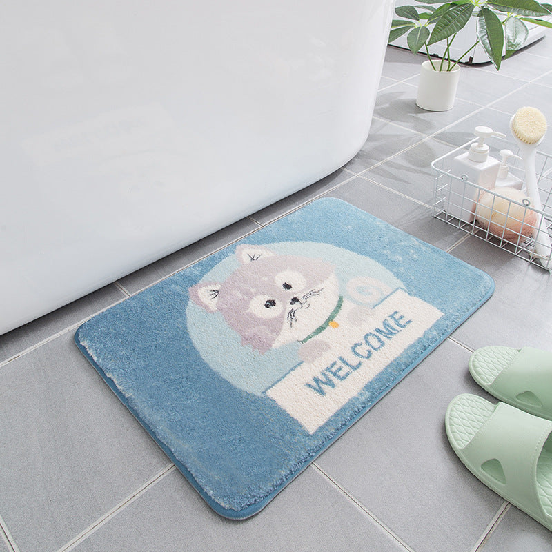 Blue Lovely Cartoon Patterned Plush Soft Girls Boys Rugs Bedroom Kids Room Bedside Carpet