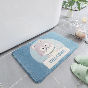 Blue Lovely Cartoon Patterned Plush Soft Girls Boys Rugs Bedroom Kids Room Bedside Carpet