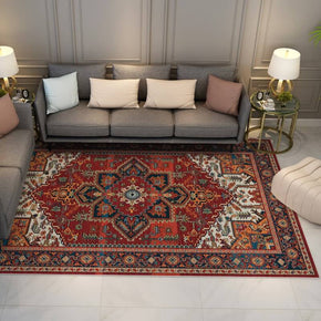 Super Soft Red Brown Vintage Printed Faux Cashmere Rugs For Living Room Bedroom Hall Carpet