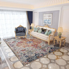 Plush Comfy Colorful Vintage Printed Faux Cashmere Shaggy Rugs For Living Room Bedroom Hall Carpet