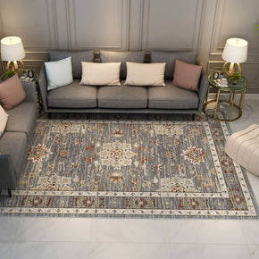Brown Classical Printed Faux Cashmere Shaggy Rugs For Living Room Bedroom Hall Carpet