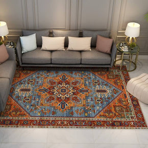 Blue Orange Plush Vintage Printed Faux Cashmere Shaggy Rugs For Living Room Bedroom Hall Carpet