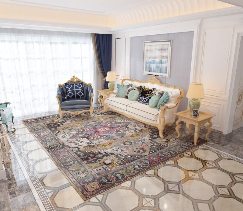 Atmospheric Traditional Printed Faux Cashmere Shaggy Rugs For Living Room Bedroom Hall Carpet
