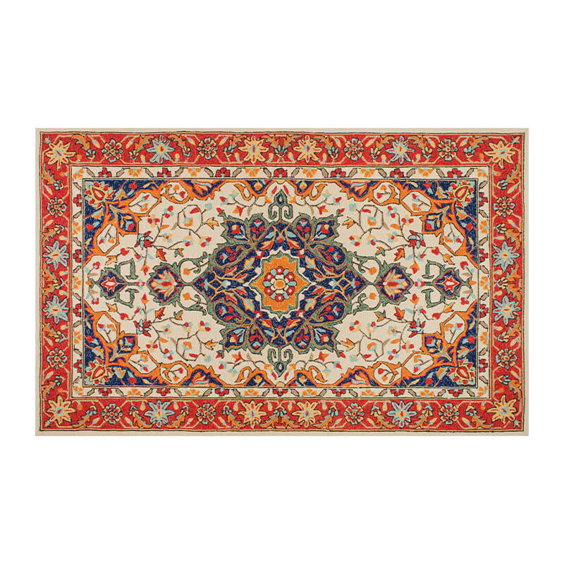 Orange Classical Printed Faux Cashmere Shaggy Rugs For Living Room Bedroom Hall Carpet