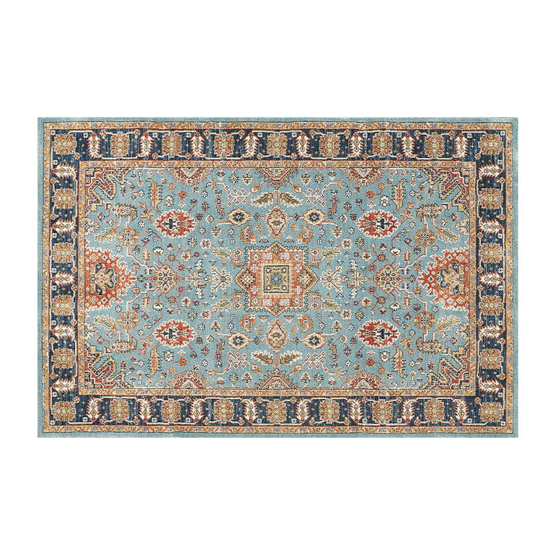 Classical Blue Printed Faux Cashmere Shaggy Rugs For Living Room Bedroom Hall Carpet