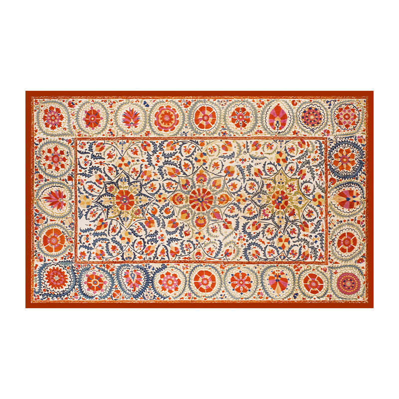 Traditional Orange Printed Faux Cashmere Shaggy Rugs For Living Room Bedroom Hall Carpet