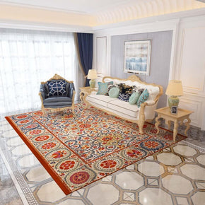Traditional Orange Printed Faux Cashmere Shaggy Rugs For Living Room Bedroom Hall Carpet