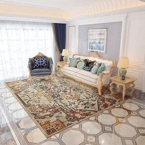 Beige Traditional Printed Faux Cashmere Shaggy Rugs For Living Room Bedroom Hall Carpet