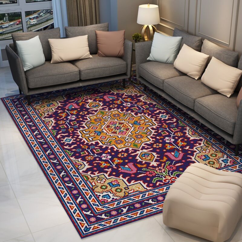 Colorful Distressed Pattern Soft Faux Cashmere Shaggy Rugs For Living Room Bedroom Hall Carpet 01