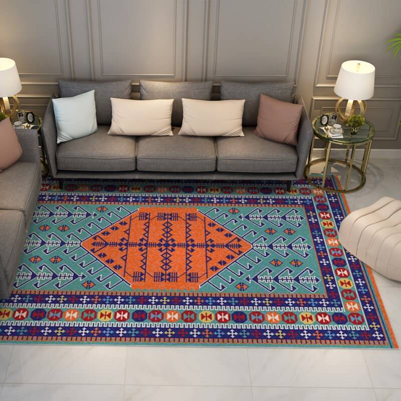 Colorful Distressed Pattern Soft Faux Cashmere Shaggy Rugs For Living Room Bedroom Hall Carpet 02