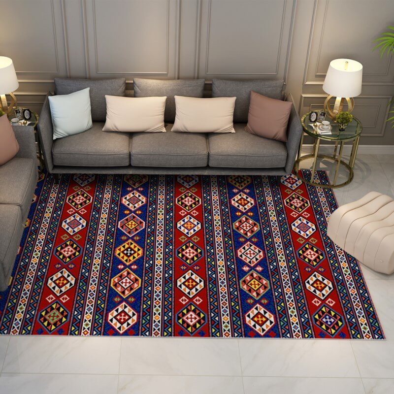 Colorful Distressed Pattern Soft Faux Cashmere Shaggy Rugs For Living Room Bedroom Hall Carpet 03