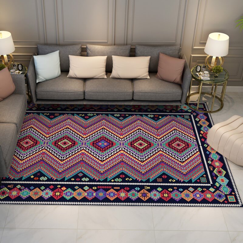 Colorful Distressed Pattern Soft Faux Cashmere Shaggy Rugs For Living Room Bedroom Hall Carpet 04