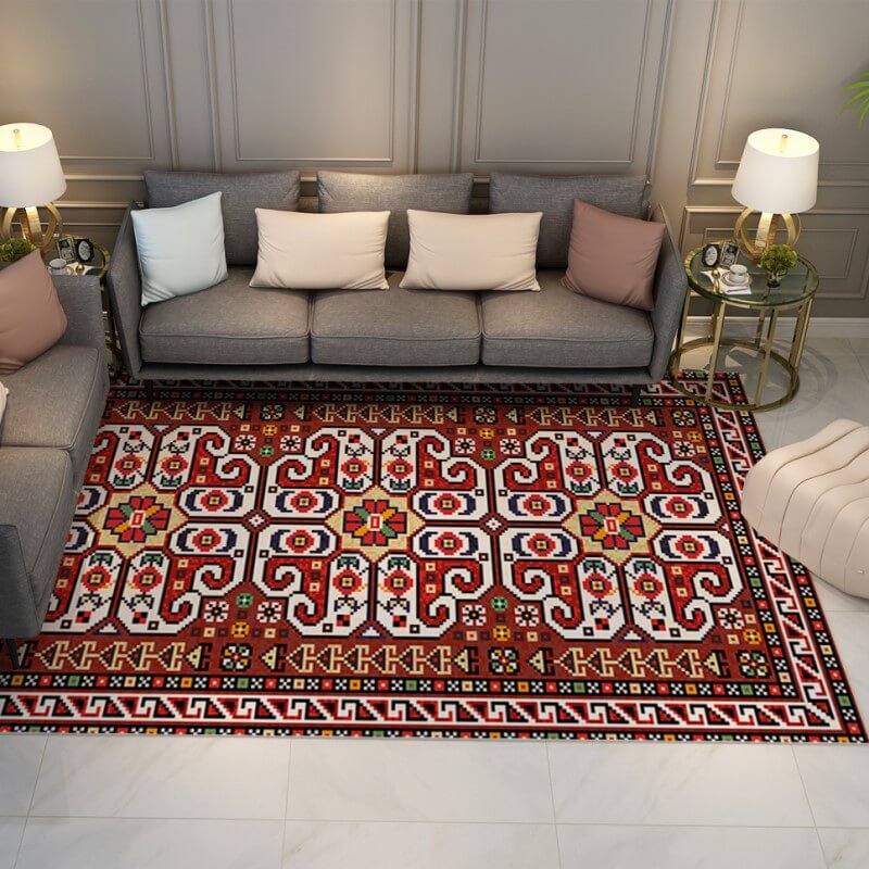 Colorful Distressed Pattern Soft Faux Cashmere Shaggy Rugs For Living Room Bedroom Hall Carpet 06
