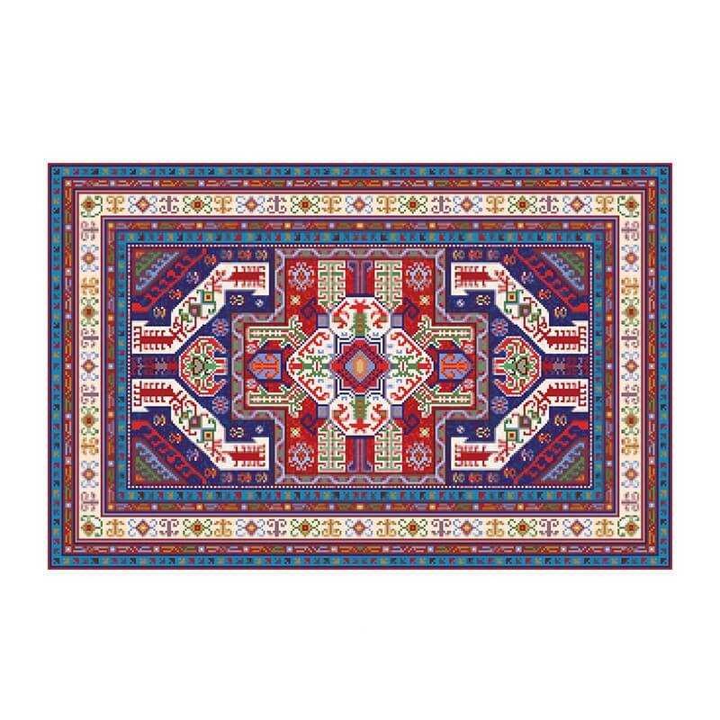 Colorful Distressed Pattern Soft Faux Cashmere Shaggy Rugs For Living Room Bedroom Hall Carpet 07