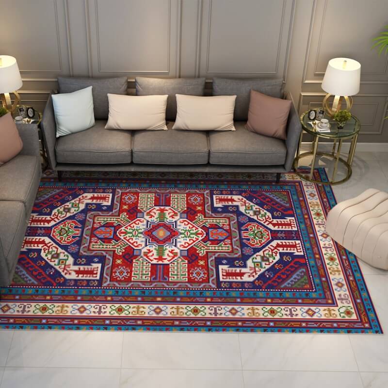 Colorful Distressed Pattern Soft Faux Cashmere Shaggy Rugs For Living Room Bedroom Hall Carpet 07