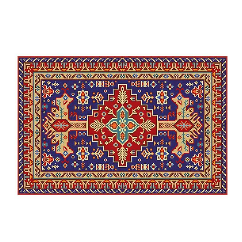 Colorful Distressed Pattern Soft Faux Cashmere Shaggy Rugs For Living Room Bedroom Hall Carpet 08