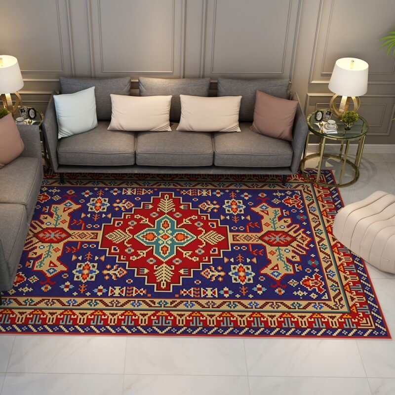 Colorful Distressed Pattern Soft Faux Cashmere Shaggy Rugs For Living Room Bedroom Hall Carpet 08