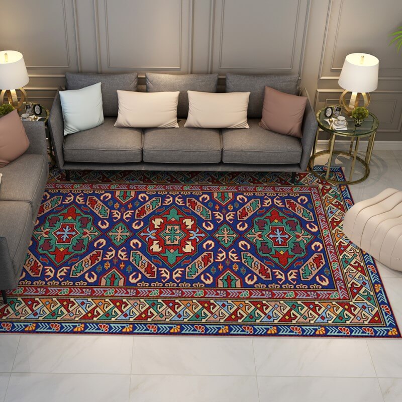 Colorful Distressed Pattern Soft Faux Cashmere Shaggy Rugs For Living Room Bedroom Hall Carpet 10