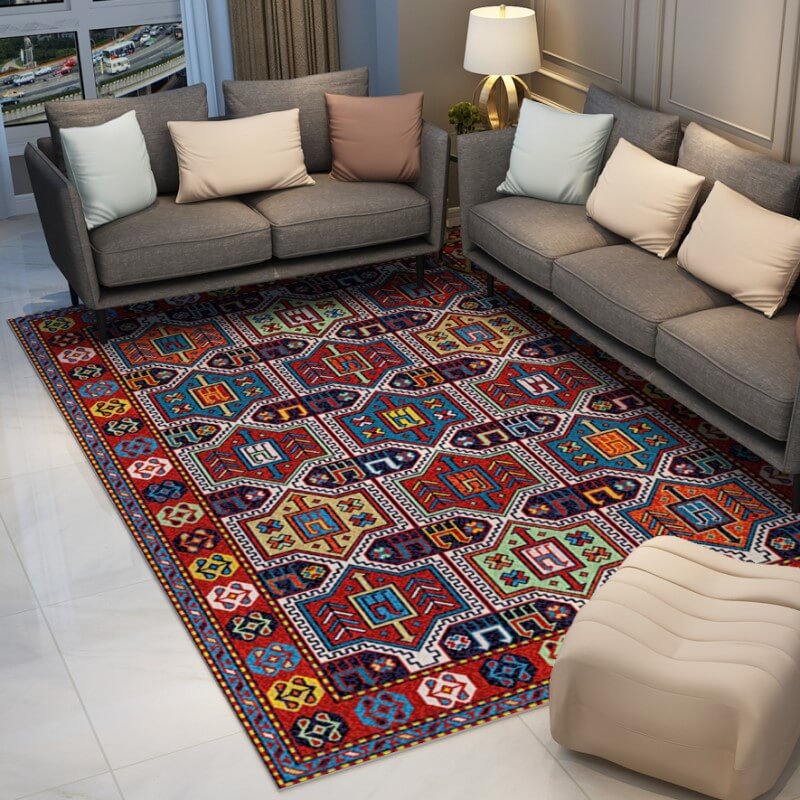 Colorful Distressed Pattern Soft Faux Cashmere Shaggy Rugs For Living Room Bedroom Hall Carpet 11