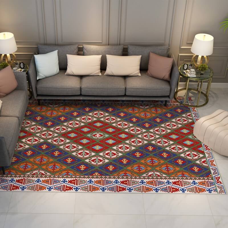 Colorful Distressed Pattern Soft Faux Cashmere Shaggy Rugs For Living Room Bedroom Hall Carpet 12