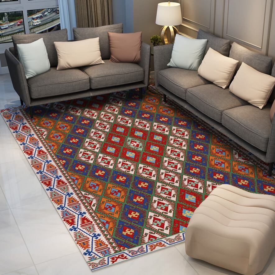 Colorful Distressed Pattern Soft Faux Cashmere Shaggy Rugs For Living Room Bedroom Hall Carpet 12