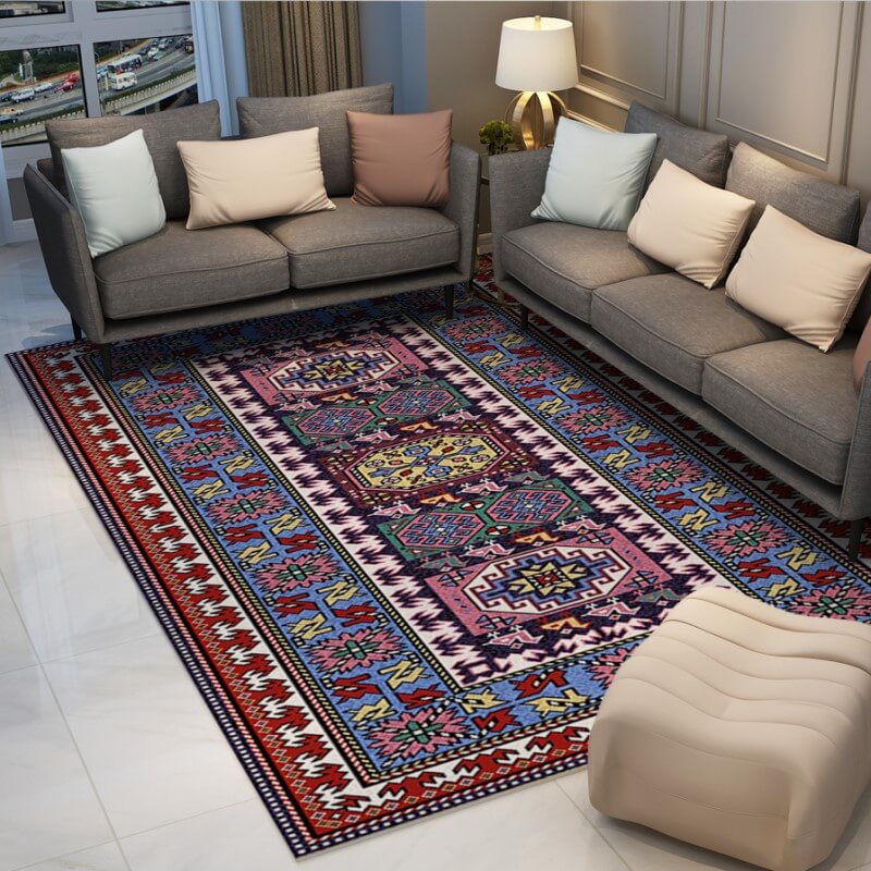 Colorful Distressed Pattern Soft Faux Cashmere Shaggy Rugs For Living Room Bedroom Hall Carpet 13