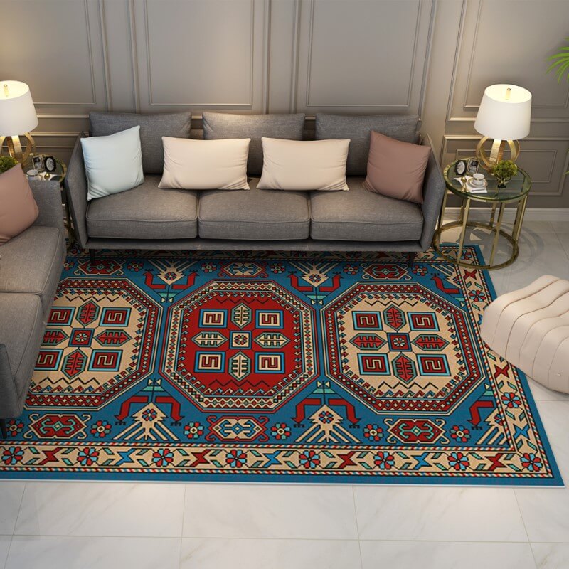 Colorful Distressed Pattern Soft Faux Cashmere Shaggy Rugs For Living Room Bedroom Hall Carpet 14