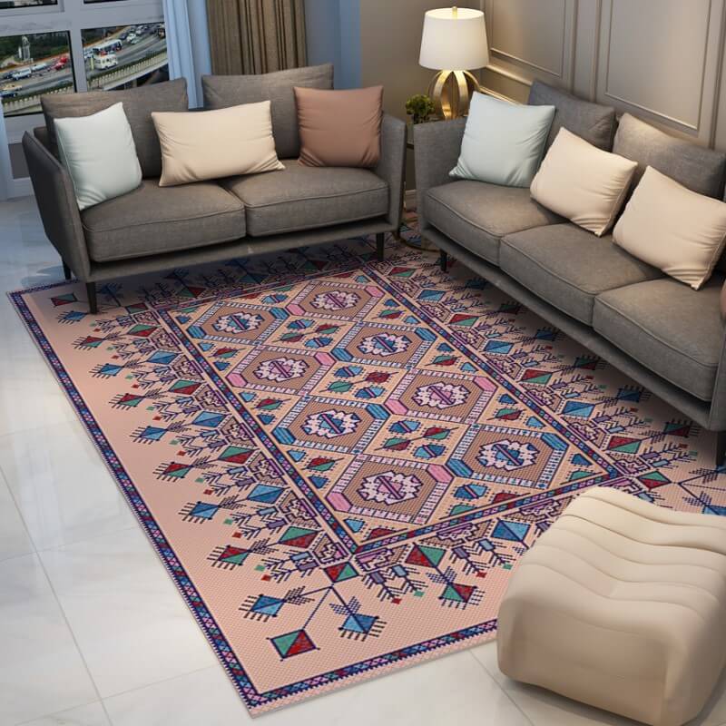 Colorful Distressed Pattern Soft Faux Cashmere Shaggy Rugs For Living Room Bedroom Hall Carpet 15