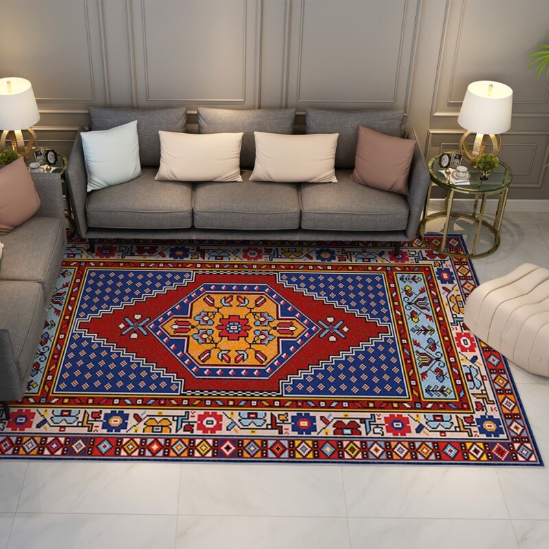 Colorful Distressed Pattern Soft Faux Cashmere Shaggy Rugs For Living Room Bedroom Hall Carpet 16