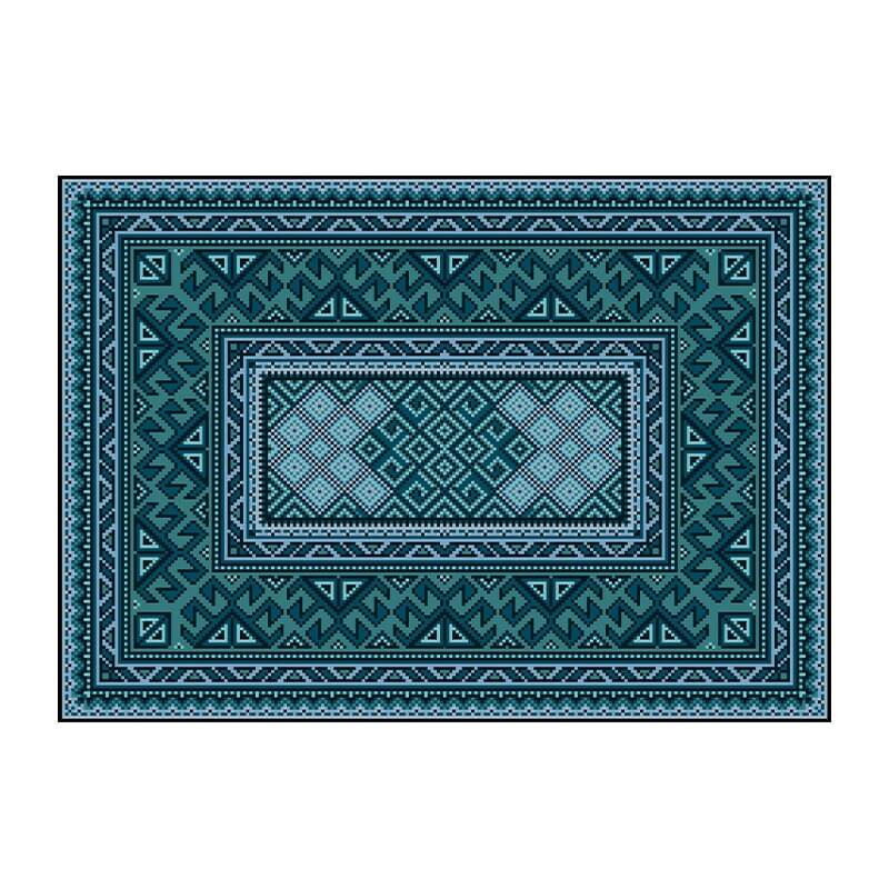 Blue Distressed Pattern Soft Faux Cashmere Shaggy Rugs For Living Room Bedroom Hall Carpet