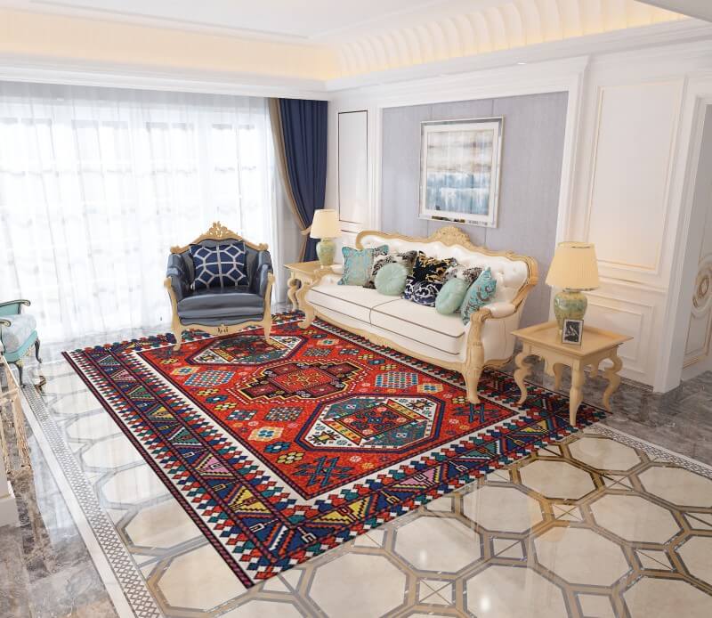 Colorful Distressed Pattern Soft Faux Cashmere Shaggy Rugs For Living Room Bedroom Hall Carpet 17